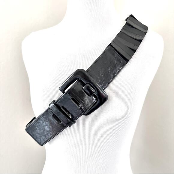 Chico's Accessories - Chico’s Stretch Chunky Black Leather Belt M/L